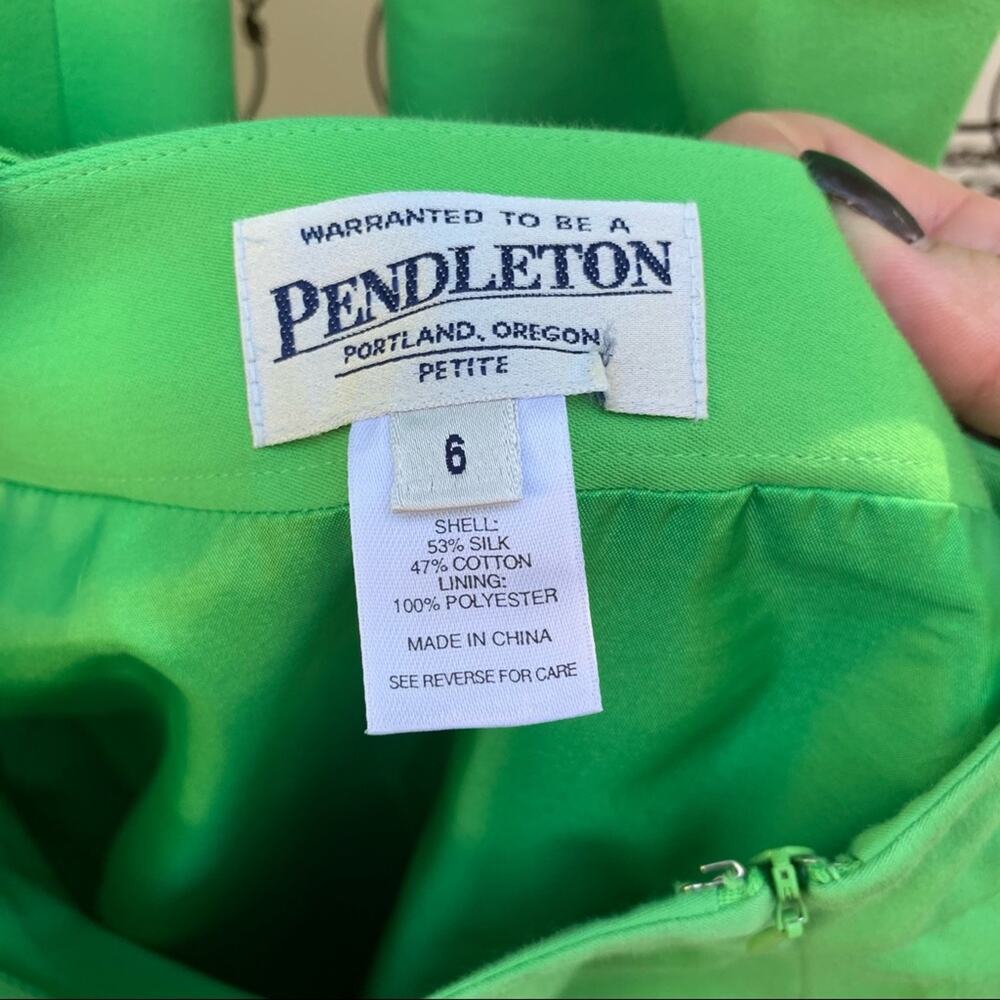 Pendleton skirt blazer set green silk blend size 6 - Picture 12 of 12